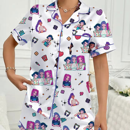 HomePJs™ Huntrix Demon Hunters Silky Satin Pajama Set