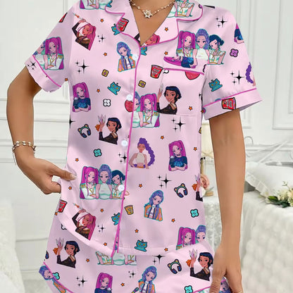 HomePJs™ Huntrix Demon Hunters Silky Satin Pajama Set