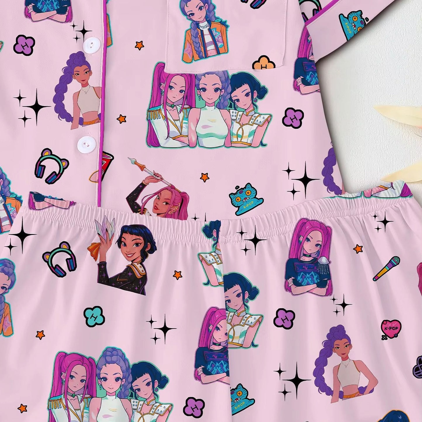 HomePJs™ Huntrix Demon Hunters Silky Satin Pajama Set